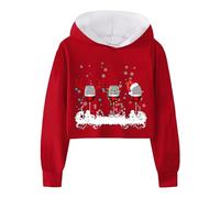 Sudadera Navideña Infantil Femenina Ropa Casual Manga Corta Estampada Moda Adolescente Top Abrigo Ligero Confortable Diseño Urbano (Sky Blue, 7-8 Years)