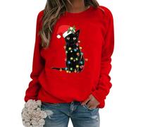 Sudadera Navideña Mujer - Jersey Ugly Christmas Con Luces - Pullover Xmas Feo - Rojo M