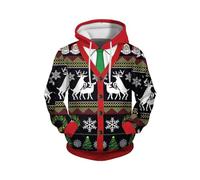 Sudadera navideña para hombre, diseño de reno divertido, 3D, sudaderas de Navidad para hombres, Papá Noel, Navidad, suéter de Navidad, B1-blanco, M