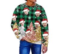 Sudadera Navideña Personalizada para Hombre Mujer - Graciosa Sudadera Navideña Personalizada con Foto de Cara - Diseña Tu Propia Sudadera Navideña Personalizada Prendas Personalizadas Novedades Santa