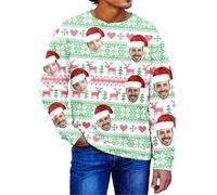 Sudadera Navideña Personalizada para Hombre y Mujer - Divertida Sudadera Navideña Personalizada con Foto de Cara - Diseña Tu Propia Sudadera Navideña Personalizada Ropa Personalizada Novedades Santa
