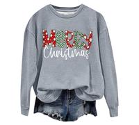 Sudadera Negra Mujer,Camiseta de Navidad Mujer,Womens Christmas Cold Shoulder Tops Long Sleeve Oversized Off Shoulder T Shirt Cute Tree Snowflake Print Top Chaqueta Franela (Grey, M)