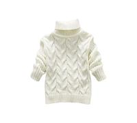 Sudadera negra para niños pequeños, niños y niñas, suéter de invierno de un solo color, cuello alto, camiseta elástica para bebé, ropa blanca, Blanco, 6-7 años