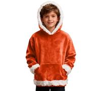 Sudadera Niña 10 Años - con Capucha De Franela para Color Liso Estilo Pullover Suave Y Cómoda Ideal para Un Look Casual También Disponible En Versión Chaqueta (Orange 10-11 Years)