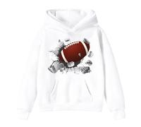 Sudadera Niña 12 Años - con Capucha para Pequeños Super Bowls para Fanáticos del Fútbol Jugador Deportivo Retro para Y S De Rugby (White 9-10 Years)