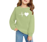Sudadera Niña Sin Capucha Suave Ligero Cómoda Sudaderas de Manga Larga Otoño Niña Casual Jersey Y2k Streetwear Invierno Suéter Deportivo Color Sólido Elegante Sweatshirt Niña, verde claro, 11 años
