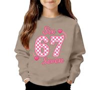 Sudadera Niña Sudadera para Niños Relajada Y Generosa con Estampado del Número 67, Fantastica, Primavera-Invierno, con Detalles Finos, Talla 2-14 Años