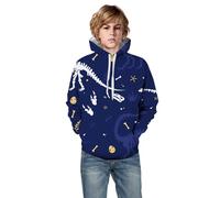 Sudadera Niño con Capucha Corte Regular, Sudaderas Niño Estampado, Sudaderas Sweatshirt Sweat Hoodie Unisex Niños Pequeños Niñas Y Adolescentes con Estampado Dinosaurio Galaxia Pullover Streetwear