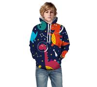 Sudadera Niño con Capucha Corte Regular, Sudaderas Niño Estampado, Sudaderas Sweatshirt Sweat Hoodie Unisex Niños Pequeños Niñas Y Adolescentes con Estampado Dinosaurio Galaxia Pullover Streetwear