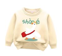 Sudadera Niño Marca Sudadera con Cuello Redondo y Forro Polar para niños y niñas, Parte Superior cálida y Gruesa Frank Sudadera (Beige, 8-10 Years)