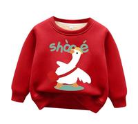 Sudadera Niño Marca Sudadera con Cuello Redondo y Forro Polar para niños y niñas, Parte Superior cálida y Gruesa Frank Sudadera (Red, 5-6 Years)