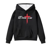 Sudadera Niños 25 - con Capucha Y para S Suéter Polar Cálido De Invierno con Estampado De Letras Bolsillo Frontal Ajuste Holgado Y Cómodo Ropa Informal (Black 6-7 Years)