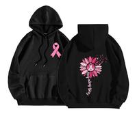 Sudadera octubre rosa impresa cinta rosa cáncer de mama sudadera con capucha para mujer otoño invierno cálido suéter ligero transpirable con capucha deportiva casual sudaderas con capucha y sudaderas
