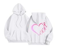 Sudadera octubre rosa impresa cinta rosa cáncer de mama sudadera con capucha para mujer otoño invierno cálido suéteres, chalecos y sudaderas con capucha Oversize sudaderas deportivas casuales con