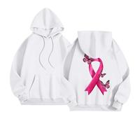 Sudadera Octubre Rosa Otoño Invierno Cálido Sudadera con Capucha Mujer Impreso Cinta Rosa Cáncer de Mama Sudaderas Ligeras Transpirable Suéteres, Chalecos y Sudaderas con Capucha Deporte Casual