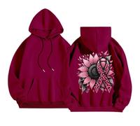 Sudadera octubre rosa otoño invierno cálido sudadera con capucha para mujer impresa cinta rosa cáncer de mama suéter de gran tamaño, sudaderas ligeras, transpirables, sudaderas, chalecos y sudaderas