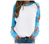 Sudadera para el día del partido de fútbol para mujer, camiseta de manga raglán, cuello redondo, cuello redondo, vintage, moderna, para el día del partido, para el día del partido, azul claro, XXL