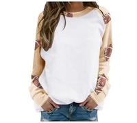 Sudadera para el día del partido de fútbol para mujer, camiseta de manga raglán, cuello redondo, cuello redondo, vintage, moderna, para el día del partido, para el día del partido, beige, XL