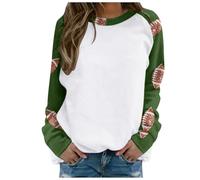 Sudadera para el día del partido de fútbol para mujer, camiseta de manga raglán, cuello redondo, cuello redondo, vintage, moderna, para el día del partido, para el día del partido, verde oscuro, M