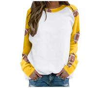 Sudadera para el día del partido de fútbol para mujer, camiseta de manga raglán, cuello redondo, cuello redondo, vintage, moderna, para el día del partido, para el día del partido, amarillo, L