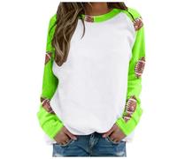 Sudadera para el día del partido de fútbol para mujer, camiseta de manga raglán, cuello redondo, cuello redondo, vintage, moderna, para el día del partido, para el día del partido, verde claro, XL