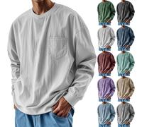Sudadera para hombre 4XL, sudadera de cuello redondo para hombre, sudadera de manga larga, algodón, holgada, casual, lisa, de manga larga, cuello redondo, unisex, para hombre y mujer, azul claro, S