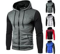 Sudadera para hombre con capucha chaqueta con capucha para hombre con cremallera negra chaqueta de hombre empalme bloque de color ropa exterior abrigo clásico con capucha otoño invierno chaqueta