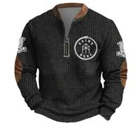 Sudadera para hombre con estampado vikingo de runas vikingas, suéter vikingo al aire libre, media cremallera, tatuajes vikingos nórdicos, sudadera con capucha, suéter de trabajo cálido, gótico