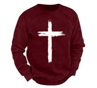 Sudadera para hombre con gráfico cruzado, suéter casual con estampado religioso, elegante sudadera de cuello redondo de fe cristiana, suéter espiritual ligero de manga larga, suéter casual de moda