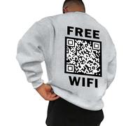 Sudadera para hombre Interesante Sudadera de Cuello Redondo con Código QR para Hombre Manga Larga Unisex Sudadera sin Capucha Divertida Camiseta Escaneable QR Código QR con Mensaje Oculto Humorístico