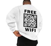 Sudadera para hombre Interesante Sudadera de Cuello Redondo con Código QR para Hombre Manga Larga Unisex Sudadera sin Capucha Divertida Camiseta Escaneable QR Código QR con Mensaje Oculto Humorístico