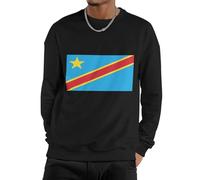 Sudadera Para Hombre - Jersey De Cuello Redondo De Mezcla De Algodón Sudadera Para Hombre Sin Capucha Para Casual Trabajo Con Estampado De Bandera De República Democrática Congo Jersey De Manga Larga