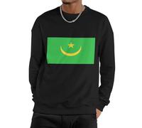 Sudadera Para Hombre - Jersey Liso De Cuello Redondo De Mezcla De Algodón Sudadera Para Hombre Sin Capucha Para Uso Casual Trabajo Con Estampado De La Bandera De Mauritania Jersey De Manga Larga