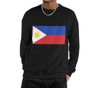 Sudadera Para Hombre - Jersey Liso De Cuello Redondo De Mezcla De Algodón Sudadera Para Hombre Sin Capucha Para Uso Casual Trabajo Con Estampado De La Bandera De Filipinas Jersey De Manga Larga