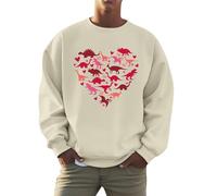 Sudadera para hombre San Valentín Camiseta de manga larga cómoda tops con amor estampado corazón mujer sudaderas festivas pareja sin capucha casual camiseta de manga larga oversized cuello redondo