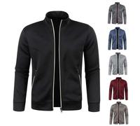 Sudadera para hombre sin capucha, color liso, chaqueta para hombre, cuello alto, sudadera con cremallera, para hombre, invierno, sudadera, para hombre o invierno, chaqueta para hombre, manga media