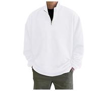 Sudadera para hombre sin capucha, media cremallera, sudadera de manga larga, cuello alto, camiseta de manga larga, monocolor, chaqueta de invierno, chaqueta de entrenamiento, jersey básico para hombre