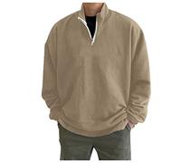 Sudadera para hombre sin capucha, media cremallera, sudadera de manga larga, cuello alto, camiseta de manga larga, monocolor, chaqueta de invierno, chaqueta de entrenamiento, jersey básico para hombre