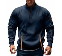 Sudadera para hombre sin capucha, sudadera deportiva para hombre, talla grande, manga larga, media cremallera con bolsillos casuales, corte holgado, cómodo, chic Streetwear paspartout senderismo
