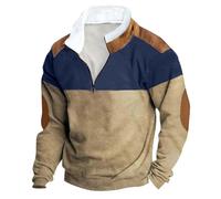 Sudadera para hombre sin capucha, suéter vintage, cuello alto, parte superior, patchwork, camiseta de punto, camiseta de manga larga, jersey ligero con botones, camiseta de manga larga, café, S