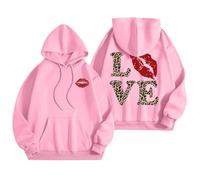 Sudadera para mujer 4XL Mujer Sudadera con Capucha con Diseño Gráfico de Palabras Sudadera de Moda Manga Larga Cómoda Ropa Casual para Mujer Sudadera con Capucha Sudaderas con Capucha, Rosa., L