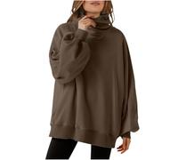 Sudadera para mujer cálida con cuello vuelto, color sólido, manga larga, suéter de punto de cuello alto, ropa de invierno, otoño, suéteres de invierno para mujer, café, XXL