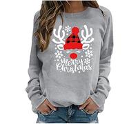 Sudadera para mujer ChristmasO cuello estampado DailyCute Jersey Top Jersey de punto a rayas, gris, S