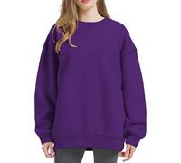 Sudadera para mujer, color rojo, informal, de color sólido, sudadera de manga larga, conjunto para mujer, morado, S