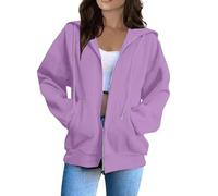 Sudadera para mujer, con capucha, cierre, chaqueta ligera para mujer, talla grande, sudaderas con bolsillo con capucha, con cremallera, abrigo corto, chaqueta de color liso, ropa informal, sudadera