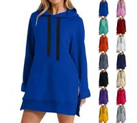 Sudadera para mujer, con capucha, con capucha, para mujer, Oversize largo, sudaderas, laterales con capucha, manga larga, abrigo grande, abrigos con cordón para ropa, color liso, versátil, verde, XL