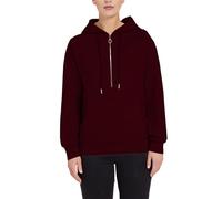 Sudadera para mujer con capucha con cremallera y cremallera a cuadros con cremallera de manga larga con cremallera, borgoña, L