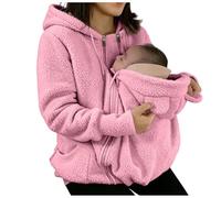 Sudadera para mujer con capucha de forro polar de peluche, cremallera doble resistente, bolsillos laterales, tejido suave y cálido, ajuste cómodo, adecuada para paseos con niños y excursiones