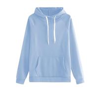 Sudadera para mujer, con capucha, ligera, para mujer, talla grande, sudaderas, con capucha, con bolsillo, canguro, con cordón, abrigos casuales, ropa versátil, color sólido, Sky Blue, L