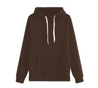 Sudadera para mujer, con capucha, ligera, para mujer, talla grande, sudaderas, con capucha, con bolsillo, canguro, con cordón, abrigos casuales, ropa versátil, color sólido, café, M